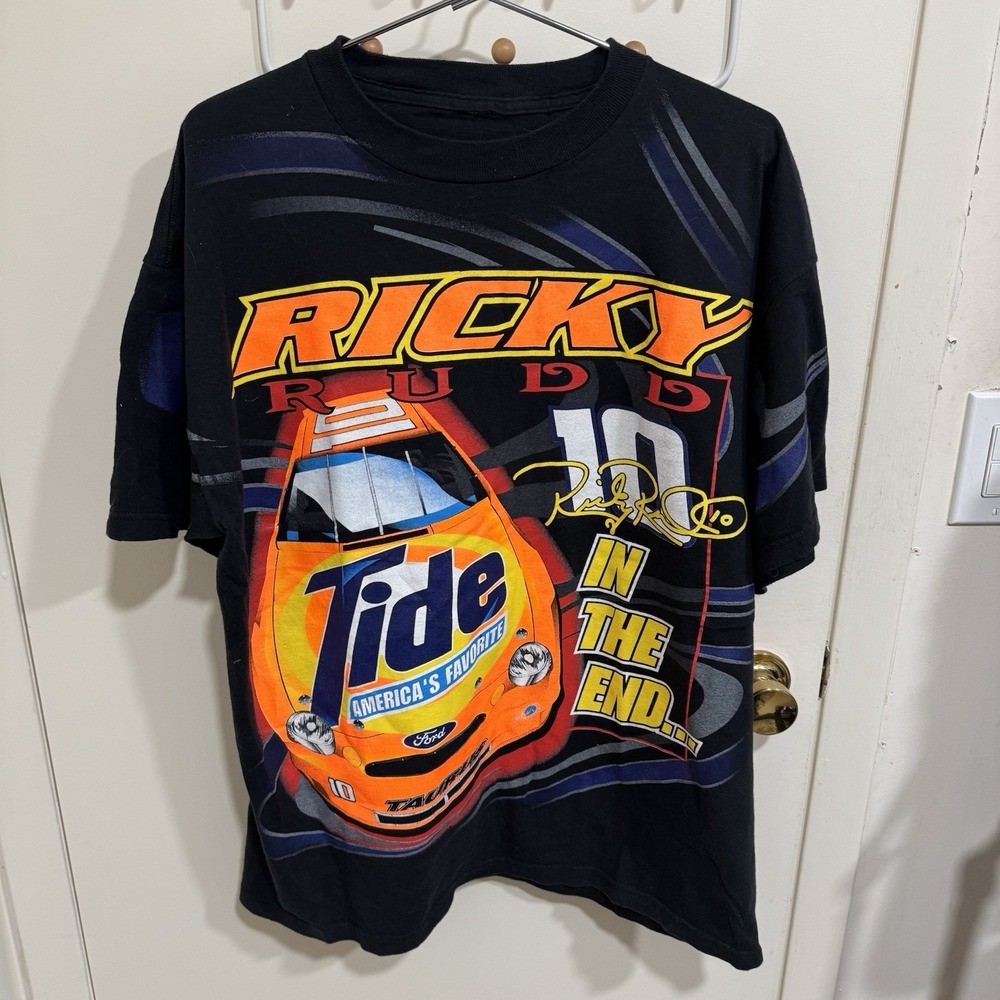 Vintage 90's Ricky Rudd 10 Tide Chevy All Over Racing Nascar Shirt 2XL Rooster